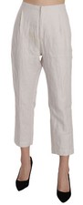 DONDUP Pants White High Waist Straight Cropped Trousers IT44/US10/L RRP 300