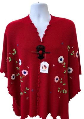 Light Red flowers designed Alpaca Shawls soft warm cozy crafted softness wool