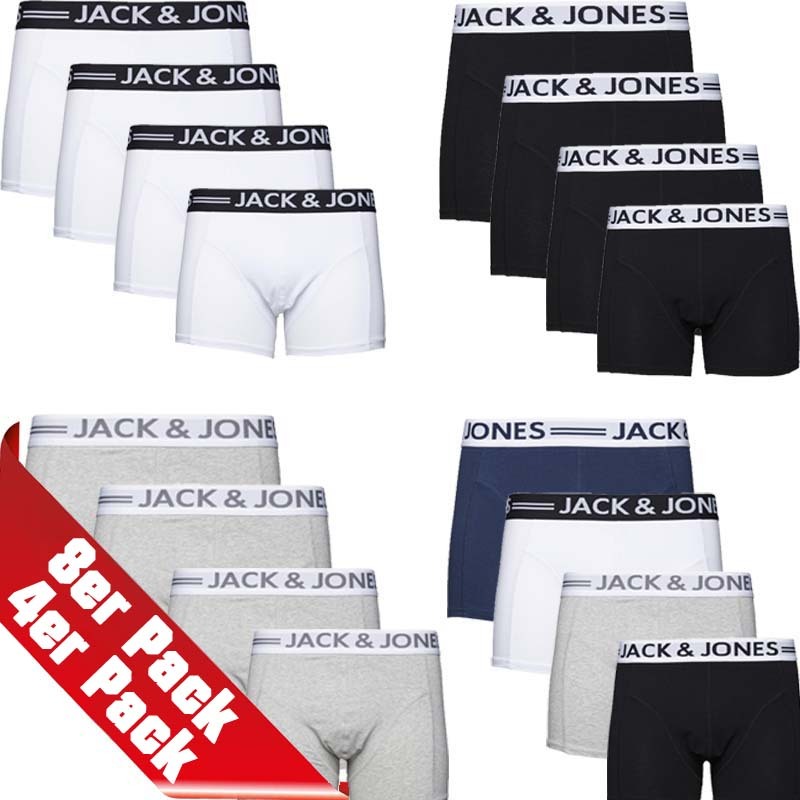 JACK & JONES Herren Boxershorts 4er Pack Trunks Shorts Baumwoll