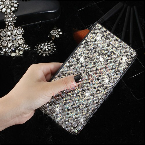 Girl Glitter PU Leather Rhinestone Bling Flip Wallet Card Magnetic Phone Case - Picture 8 of 10