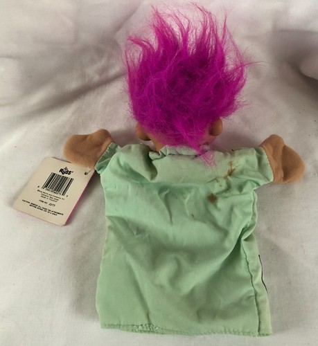 Muñeca marioneta de mano vintage Russ Doctor Troll cabello rosa caliente - Imagen 2 de 3