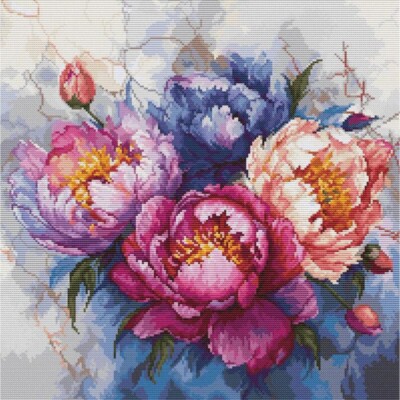 Counted Cross Stitch Kit Peonies Flowers Luca-S DIY