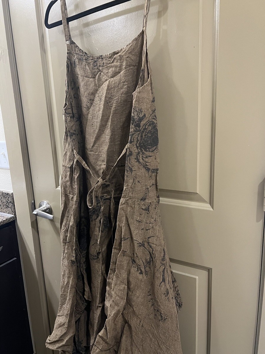 krista larson brown umber old roses long pinwheel slip dress One