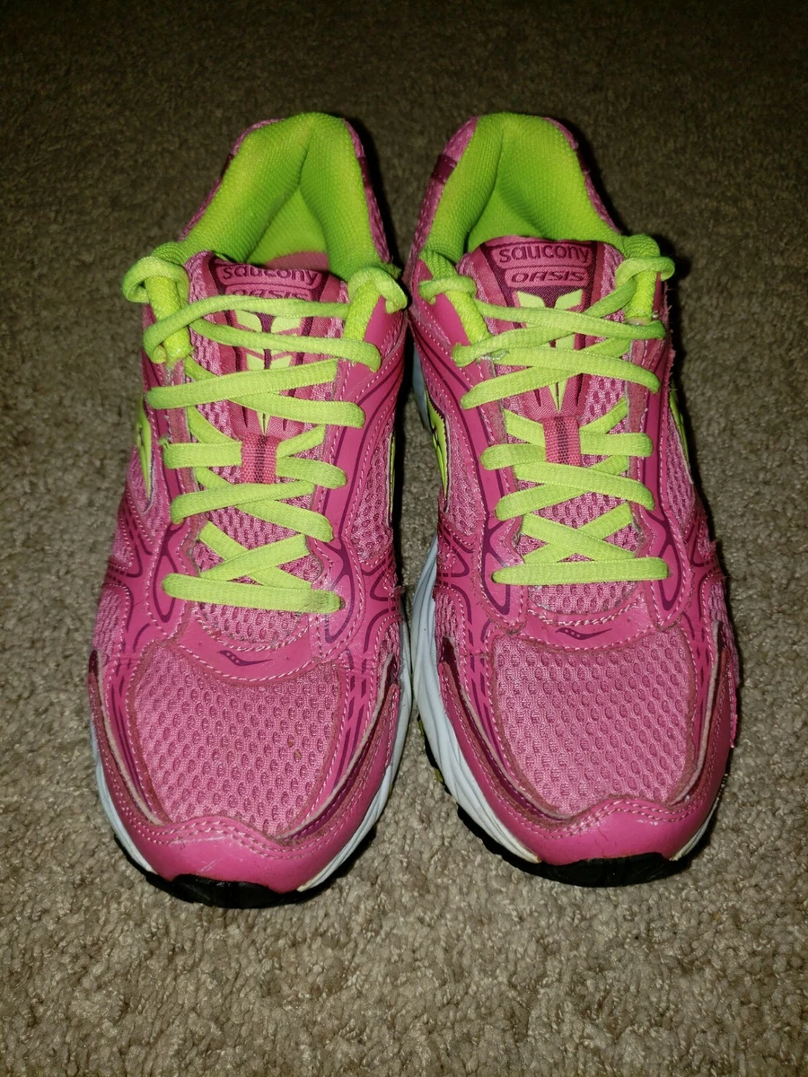 SAUCONY OASIS Women&#039;s Shoes Pink and Lime Green Size |