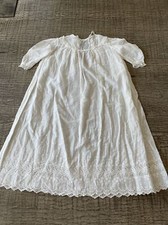 Victorian Whitework Embroidered , Vintage cotton doll dress
