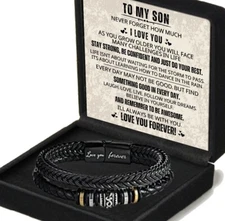 To My Son Gift for Son Bracelet Love from Mom, Dad Forever Birthday, Graduation