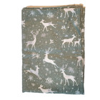 Sage Green Deer Snowflakes Stars Winter Flannel Pillowcase 20" x 31" Handmade