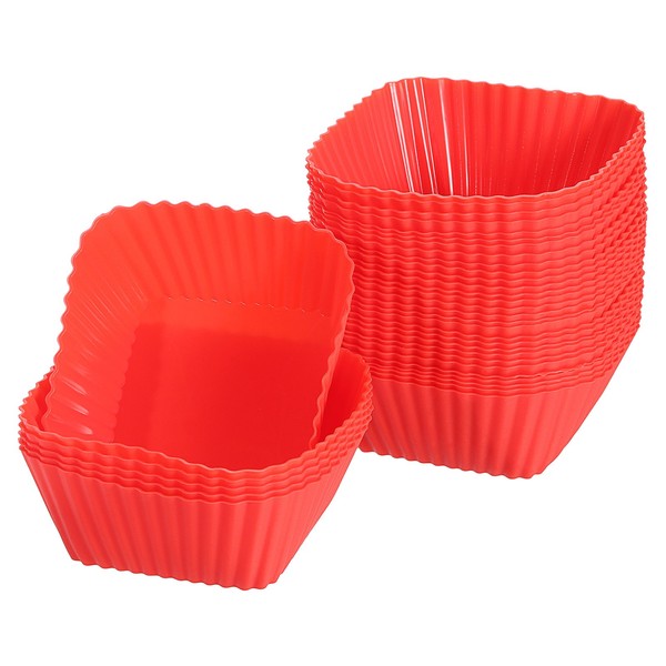 36 StüCk Silikon-BackföRmchen FüR Cupcakes,7Cm,Quadratisch,MuffinföRmchen,Rot-image