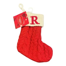 Kohl's St Nicholas Kohl's Square Knitted Red Mini Stocking 6" Initial R
