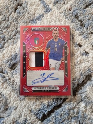  2021-22 Panini Obsidian Leonardo Bonucci RED PULSAR Patch Auto Lucky 7/8 Italy
