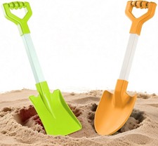 20 Inch Beach Sand Shovels for Kids, Heavy Duty Plastic Spades, 2 Pack Set for