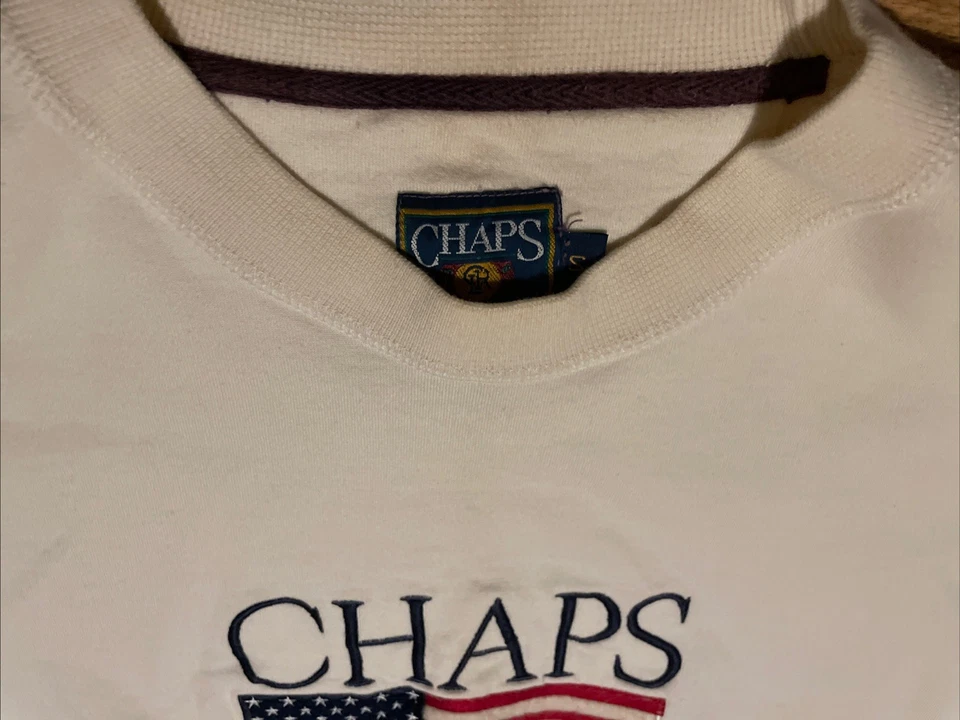 Suéter Vintage Años 90 Chaps Ralph Lauren RL Bandera Talla Pequeña Bordado Foto 4 de 4