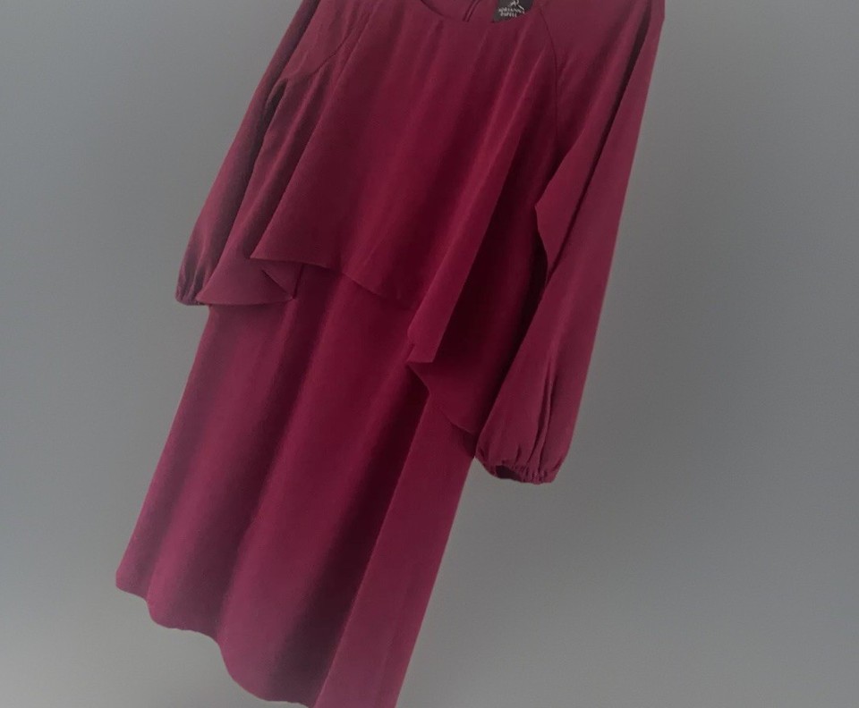 Adrianna Papell Dress Size 16 Berry Coloured Layered Christmas Party