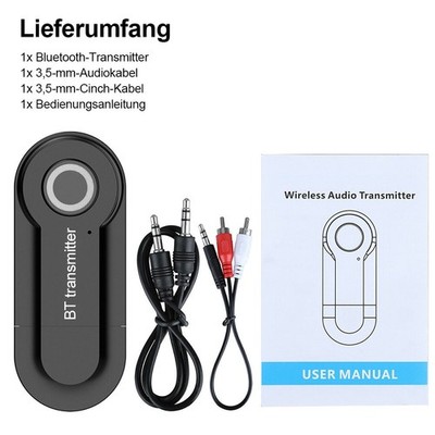 Bluetooth Transmitter Empfänger 3.5mm Audio Sender Adapter USB TV PC Kopfhörer