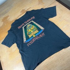 Vtg 80s Iron Maiden Single Stitch Power Slave T Shirt Sz M Faded Distressed