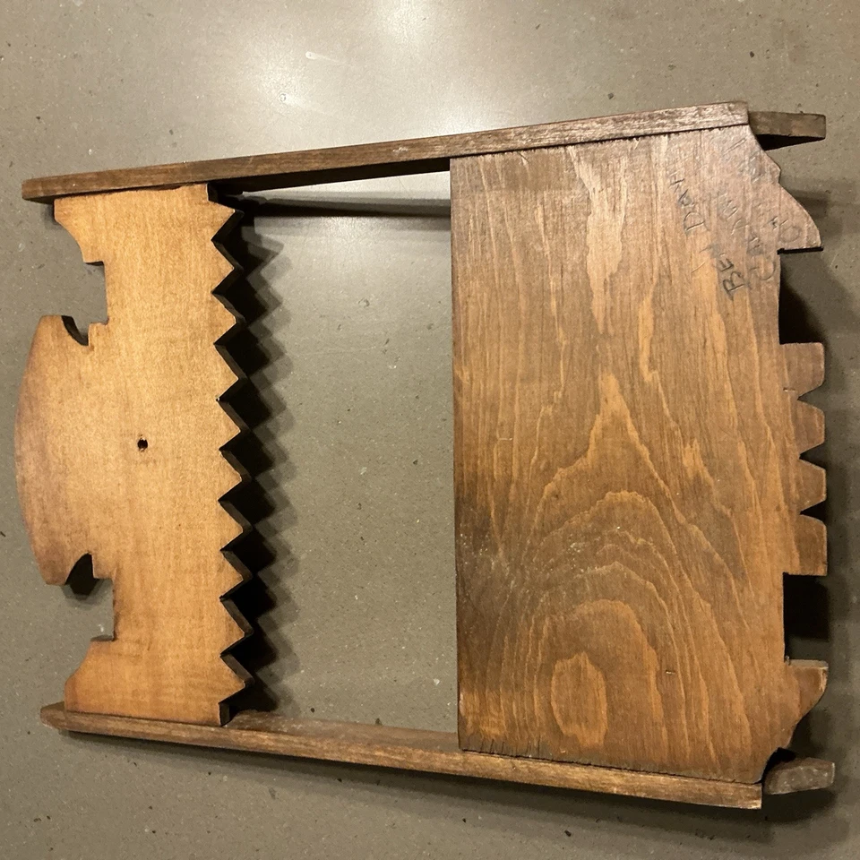 антикварный настенный держатель для писем или документов гравированное дерево 14x10 дюймов - Изображение 3 из 4