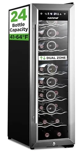 NUTRICHEF 24 BOTTLE WINE FRIDGE - DUAL ZONE WINE CHILLER WINE COOLER 捕鱼机
Opens in a new window or ta