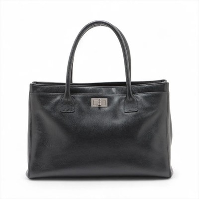 Chanel Executive Leather Tote bag 2.55 Black Silver Metal Fittings