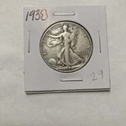 1938 Walking Liberty 90% Silver Half Dollar 50c US Coin