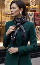 Foulard Carré Soie Vintage Contes De Grimm Le Roi Corbin Noir 75x76 Cm TBE