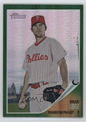 2011 Topps Heritage Chrome Green Refractor Brad Lidge #C22 vs5