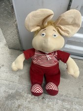 Ratón de peluche Gigio ¡¡El sonido funciona!! Conjunto de rayas rojas y blancas de peluche vintage 1999