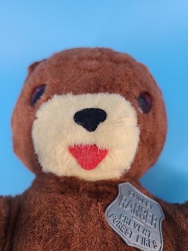Vintage 1960s Ideal Smokey the Bear Plush Stuffed Animal w/ Badge - Picture 3 of 12