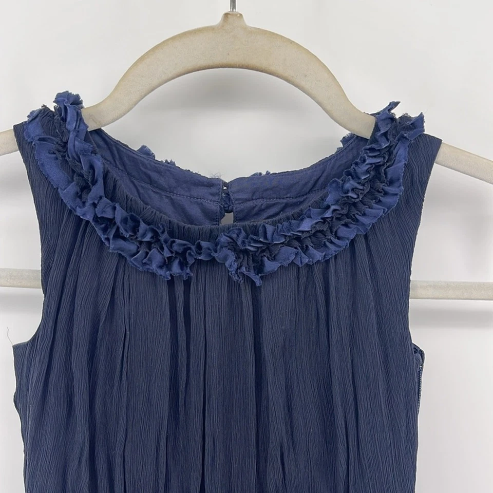 J. Vestido Crew CREWCUTS 100% seda gasa calce y acampanados sin mangas con volantes cuello 7 Foto 2 de 4