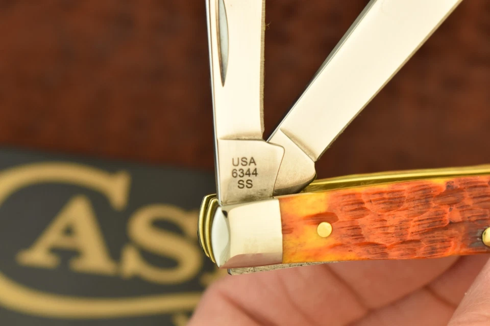 CUCHILLO GANADERO CASE XX USA 2024 COSECHA JIGGED HUESO NARANJA 6344 SS BONITO (26773) Foto 4 de 4