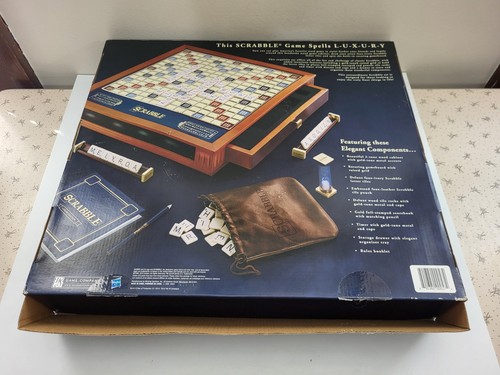 Scrabble Luxury Edition with Rotating Wooden Game Board In Box - Complete - Picture 18 of 20