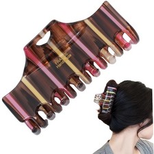 1 PC Pink Coffee Stripe Hair Claw, 3.54 Inch, Acetate Jaw Clip,Non-Slip Barrette