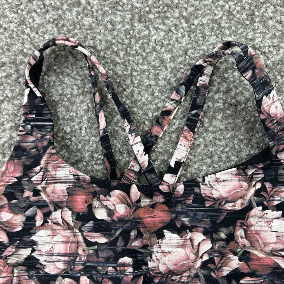 Lululemon Bra Womens 8 Black Floral Energy Yoga Gym Light Support Athletic Sport - Image 2 of 4