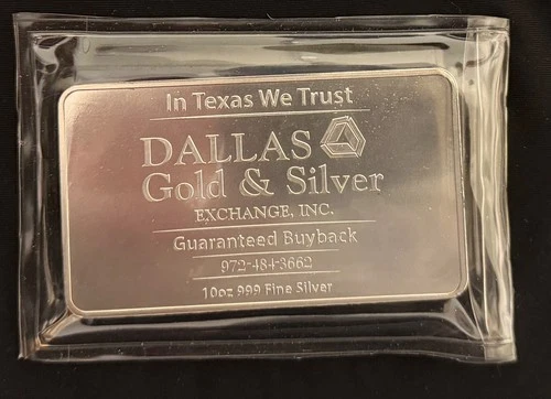 Sealed 10 oz.  .999 Fine  Pure Silver Bar “Come and Take It”  Dallas Texas