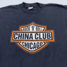 Vintage China Club Chicago Shirt Mens Large Black Rock N Roll Music Tee 90s