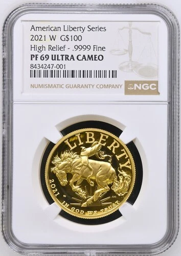 2021-W AMERICAN LIBERTY HIGH RELIEF G$100 NGC PF 69 ULTRA CAMEO  Certified Coin