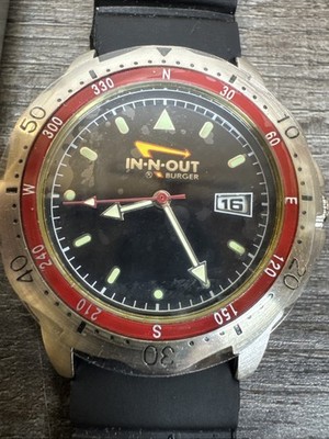 Rare Vtg IN-N-OUT Burger Wrist Watch Timepiece Original Tin Case 