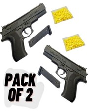 2 Pack Toy Pistol Gun Set w/ BB Pellets Black Kids Outdoor Shooting Play Gift
