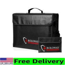 Water-Resistant Fireproof Bag 17 x 12 inches for Documents and Valuables Storage