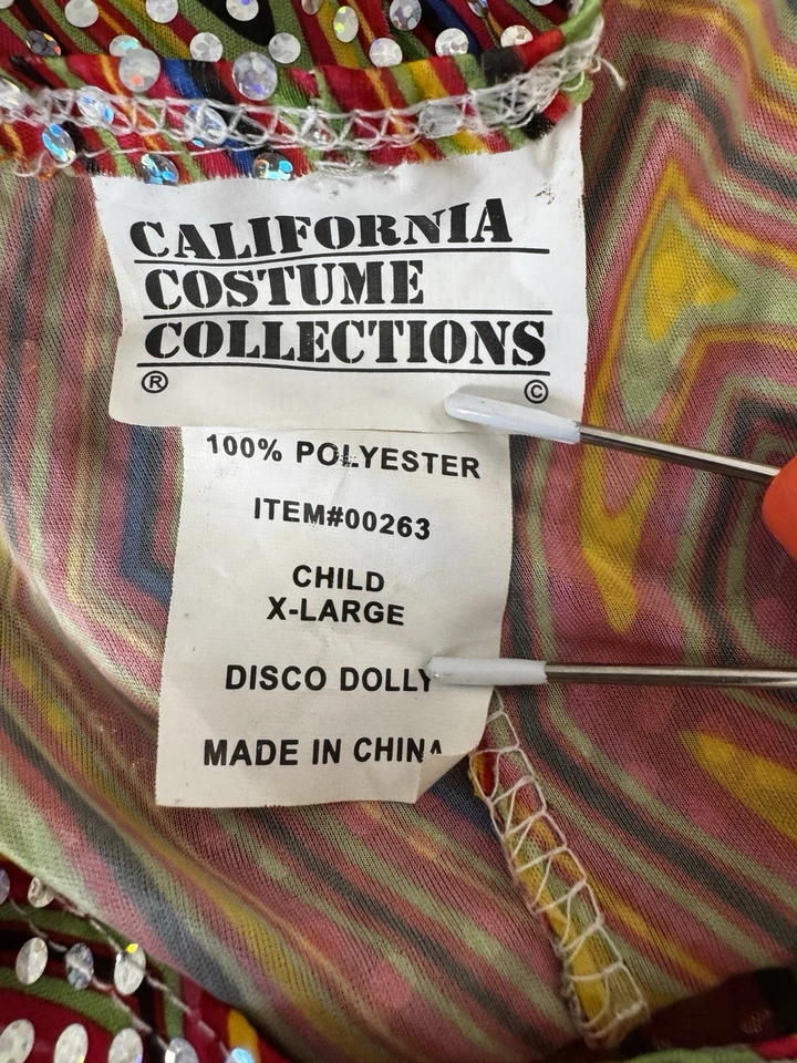 California Costume Psychedelic 70s Disco Dolly Dress XL Child Go Go Dancer - Image 3 of 4