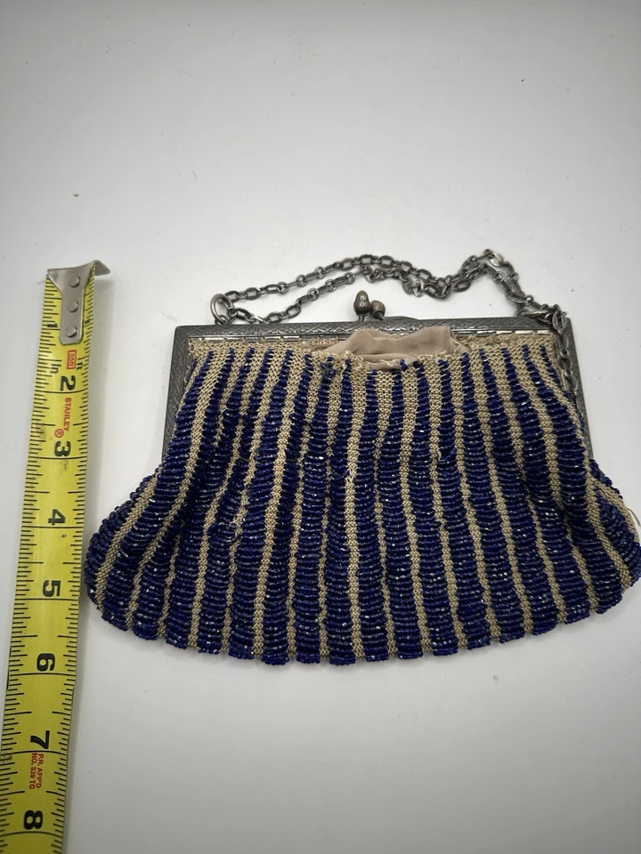 Антикварная стеклянная сумочка в стиле ар-деко с бисером - Изображение 2 из 4