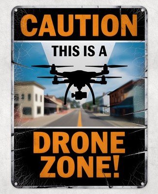 Achtung This is Drone Zone Metall Poster Wand Blechschild Männerhöhle Schuppen Haus Plakette
