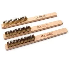 Brass Brush 3Pcs, Soft Brass Bristle Wire Brush for Cleaning Metal Rust, Weld...
