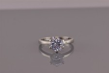 Sterling Silver Classic 6 Prong Set Cubic Zirconia Solitaire Band Ring 925 Sz: 9