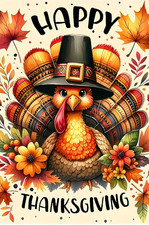 Fall Thanksgiving Turkey Garden Flag 12 X 18 Inch Double Sided outside Decoratio