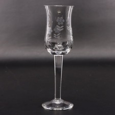 Import Associates Romanian Floral Etched Tulip Crystal Sherry Glass 6" Vintage