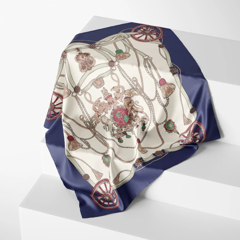 100% Mulberry Silk 43" Square Scarf Neckerchief Wrap Shawl Bandana Knot Printed