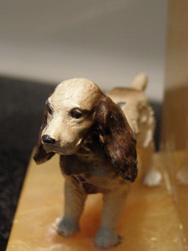 Pair Vintage Bookend Dog Figurine Marble Base Cold Painted Spaniel - Picture 8 of 12