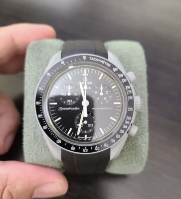 20mm BLACK Vulcanized Caoutchouc  rubber Strap Omega Speedmaster Moonswatch
