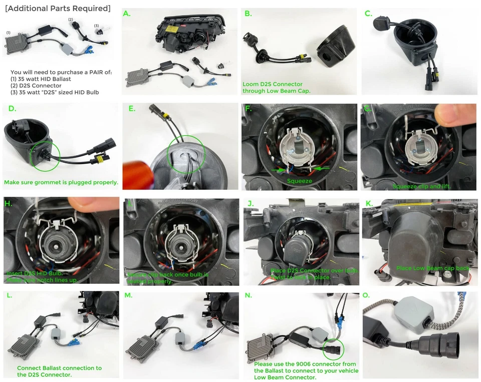 UHP LED HALO DEPO D2S w/ Shutter Headlight Set for 99-01 BMW E46 4D/5D Sedan - Imagem 3 de 4