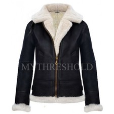 Ladies Real Leather Aviator B3 Bomber Jacket Black Women Leather Jacket